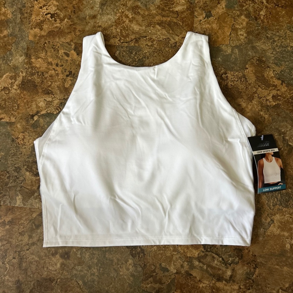 Avia Wireless Crop Sports Bra Womens Size Medium (D-DD) White Moisture Wicking